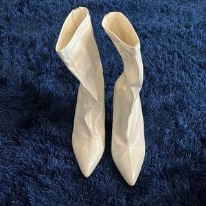 White leather booties